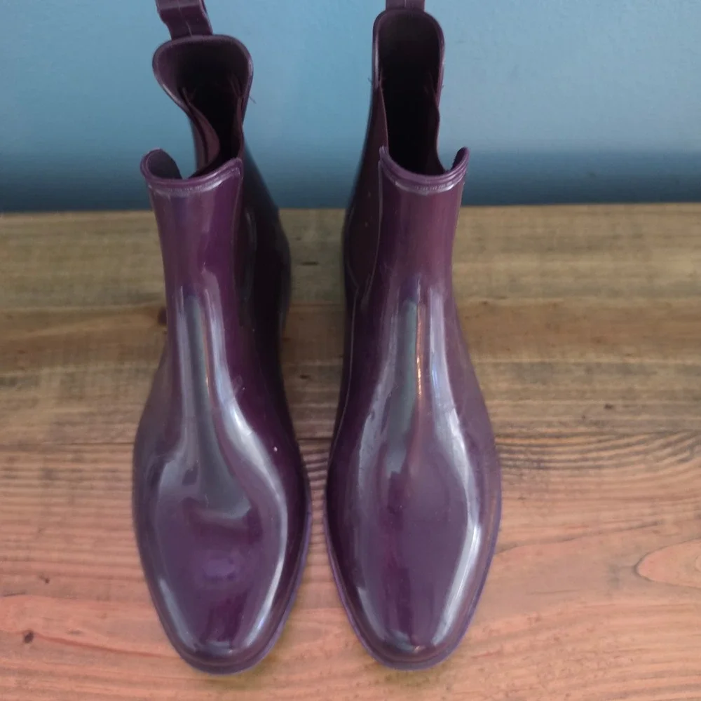 Lauren Ralph Lauren Womens Tally Rain Boots Purple Glossy Chelsea Size 7B